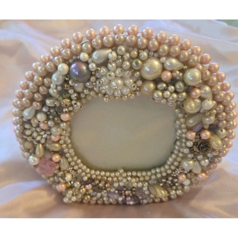 Vintage Upcycled Jeweled Photo Picture Frame 5